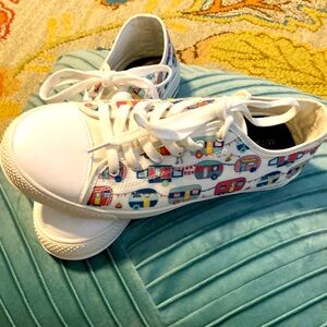 Graphic design camping trail or tennis shoes